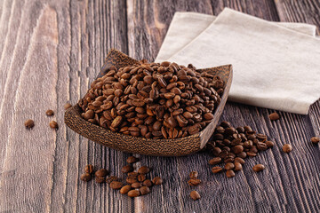 Roasted brown araboca coffee beans