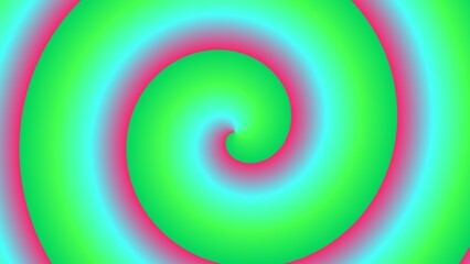 Hypnotic swirling spiral in vibrant pink, cyan, and green hues