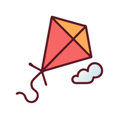 Flying Kite Outdoor Activity Icon Design

