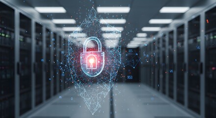 Data Security Digital Padlock in Server Room