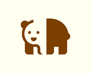 Bear logo icon in brown tones perfect for branding