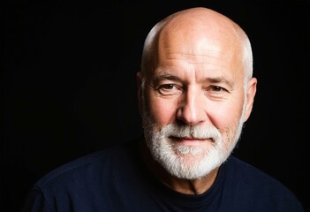 Obraz premium A bald man with a white beard smiles at the camera.