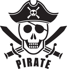 Pirate Skull Wearing Hat and Eyepatch Icon