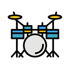 Drum Set Percussion Musical Instrument Icon Design