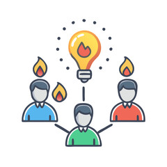 Teamwork and innovation concept illustrating bright ideas and collective brainstorming