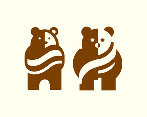 Bear logo icon in simple brown for creative use perfect for branding