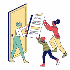 Team working together to bring the future into a bright future filled with possibilities.