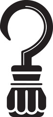 Pirate Hook Hand Icon in Minimal Black Style