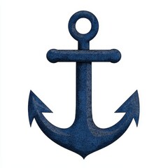 Dark Blue Textured Anchor on White Background