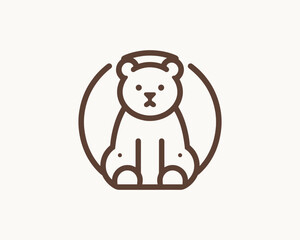 Bear logo icon in flat dark brown style