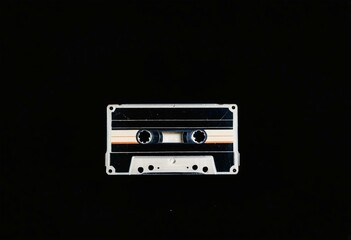 Obraz premium A black and white image of a cassette tape.