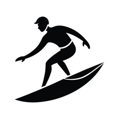 Surf Rider Ocean Sport Vector Silhouette