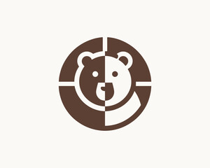 Bear logo icon in rustic flat style