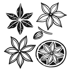 Fototapeta premium Hand-Drawn Symbol Set – Abstract Black & White Textured Icons Collection