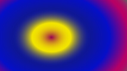 Concentric circles of vibrant yellow, blue, and magenta, creating a hypnotic, radiant effect