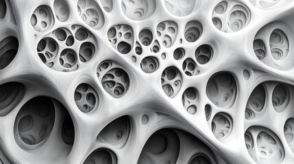 Abstract cellular texture with interconnected holes and voids