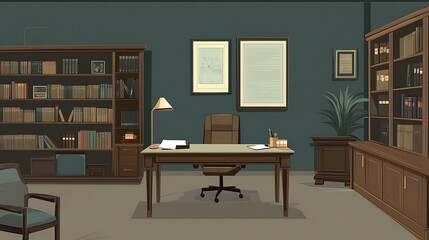 Classic Study Room Interior Design.