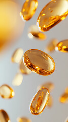 Golden Capsules Falling in Air