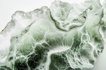 Fototapeta premium A close-up of a green, textured, organic-looking substance resembling a frozen wave or abstract art.