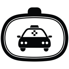 taxi driver element isolated rear view mirror on white background