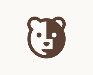 Bear logo icon in flat style with brown hues