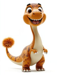 Fototapeta premium Cute cartoon dinosaur, happy and playful