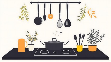 Cozy Kitchen Cooking Scene. (1)