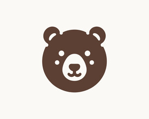 Bear logo icon in dark brown with smooth flat design