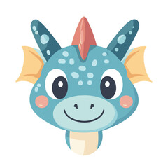 Cute Cartoon Dragon Head Vector Illustration For Kids Designs And Creative Projects Isolated