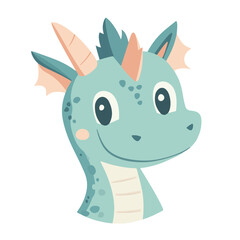 Cute Cartoon Dragon Head Vector Illustration For Childrens Books And Educational Material On A White Background