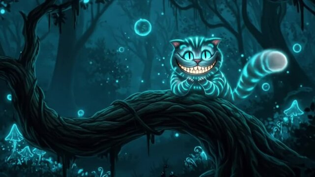 Mystical Cheshire Cat in Enchanted Forest
