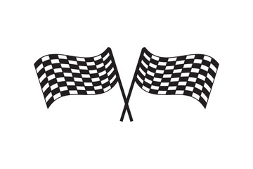 two crossed checkered Flag NASCAR Racing flag, sports finish line flag silhouette vector