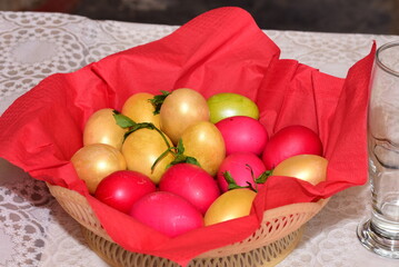 easter eggs in a basket