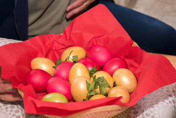 easter eggs in a basket