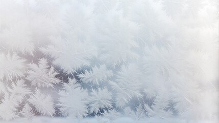 Fototapeta premium Iced-over window, frost patterns and subtle condensation, with white background