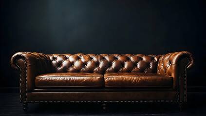 Photographer Chen Man's fashionable photography style features an American vintage brown leather lounge chair with wooden legs, simple and luxurious fabric weaving details on the backrest and seat cus