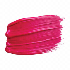 smooth glossy paint or lipstick swatch stroke in red colour isolated on transparent background