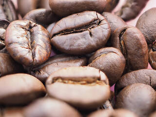 Freshly roasted brown coffee beans