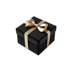 Obraz premium Elegant Black Gift Box with Gold Ribbon