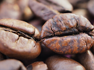 Freshly roasted brown coffee beans