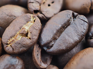 Freshly roasted brown coffee beans