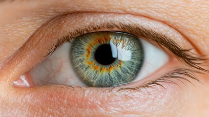 Fototapeta premium Close Up Of Human Eye With Vibrant Green And Hazel Iris