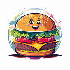 Funny cartoon character of burger Graphic Design for T shirt Street Wear and Urban Style