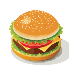 Hamburger Vector Illustration with Flat Design, Clean Line Art, and Modern Minimalist AestheticArt.
