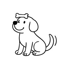 A focused dog sitting still with a treat on its nose or head, tail wagging in anticipation.