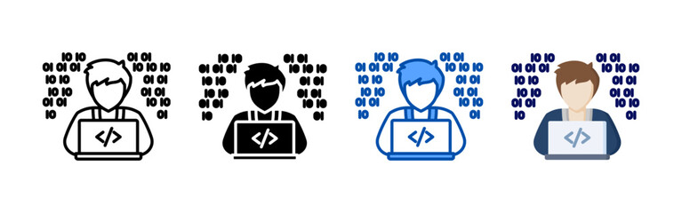 Programmer icon set bundle. Multi style icon collection perfect for websites, apps, and presentations. Simple vector icon collection