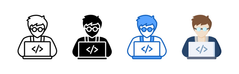 Programmer icon set bundle. Multi style icon collection perfect for websites, apps, and presentations. Simple vector icon collection