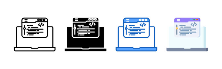 Web programming icon set bundle. Multi style icon collection perfect for websites, apps, and presentations. Simple vector icon collection