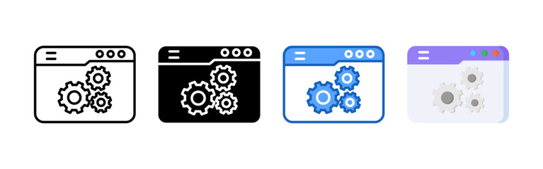 Development icon set bundle. Multi style icon collection perfect for websites, apps, and presentations. Simple vector icon collection