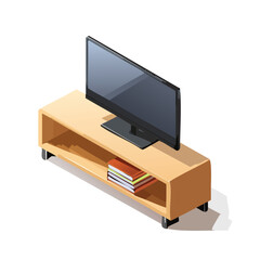 TV stand Vector Illustration with Flat Design, Clean Line Art, and Modern Minimalist AestheticArt.